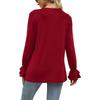 GMXIA Autumn Winter Horn Sleeve Long Sleeve Solid Color T-shirt Top for Women