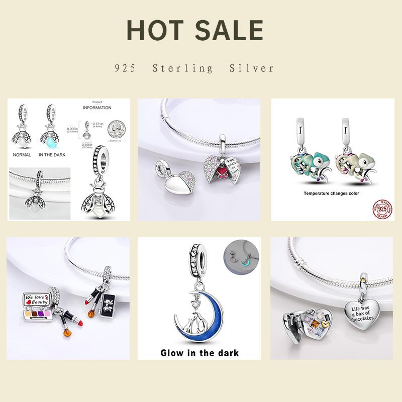 925 Стерлинговое Серебро Красочный Ловец Снов Светящийся Светлячок Подарок Самолет Земля Шармы Подходят Оригинальный Подвеска DIY Изготовление Ювелирных Изделий