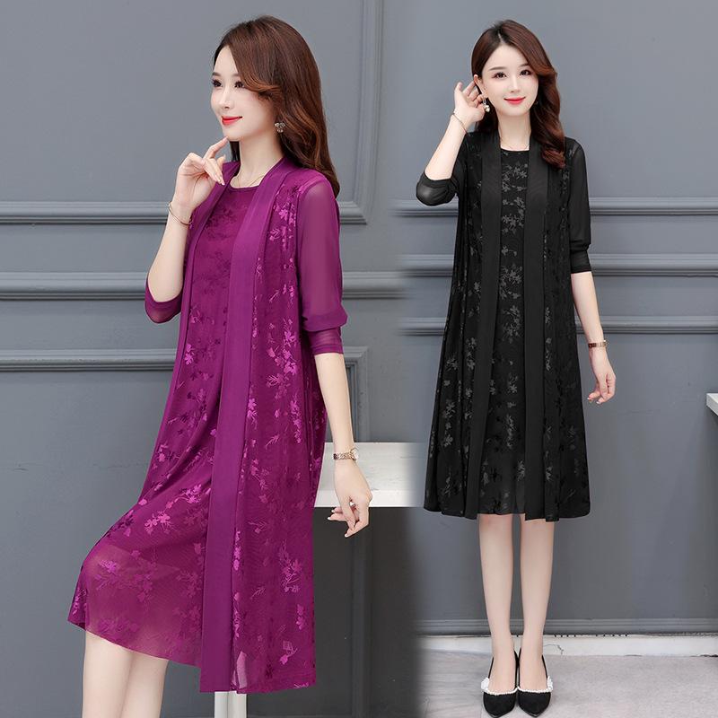 Commute Gauze Jacquard Weave Open Stitch Spring Summer Casual Long Sleeve Women's Clothing Stylish Spliced Straight Midi Blouse