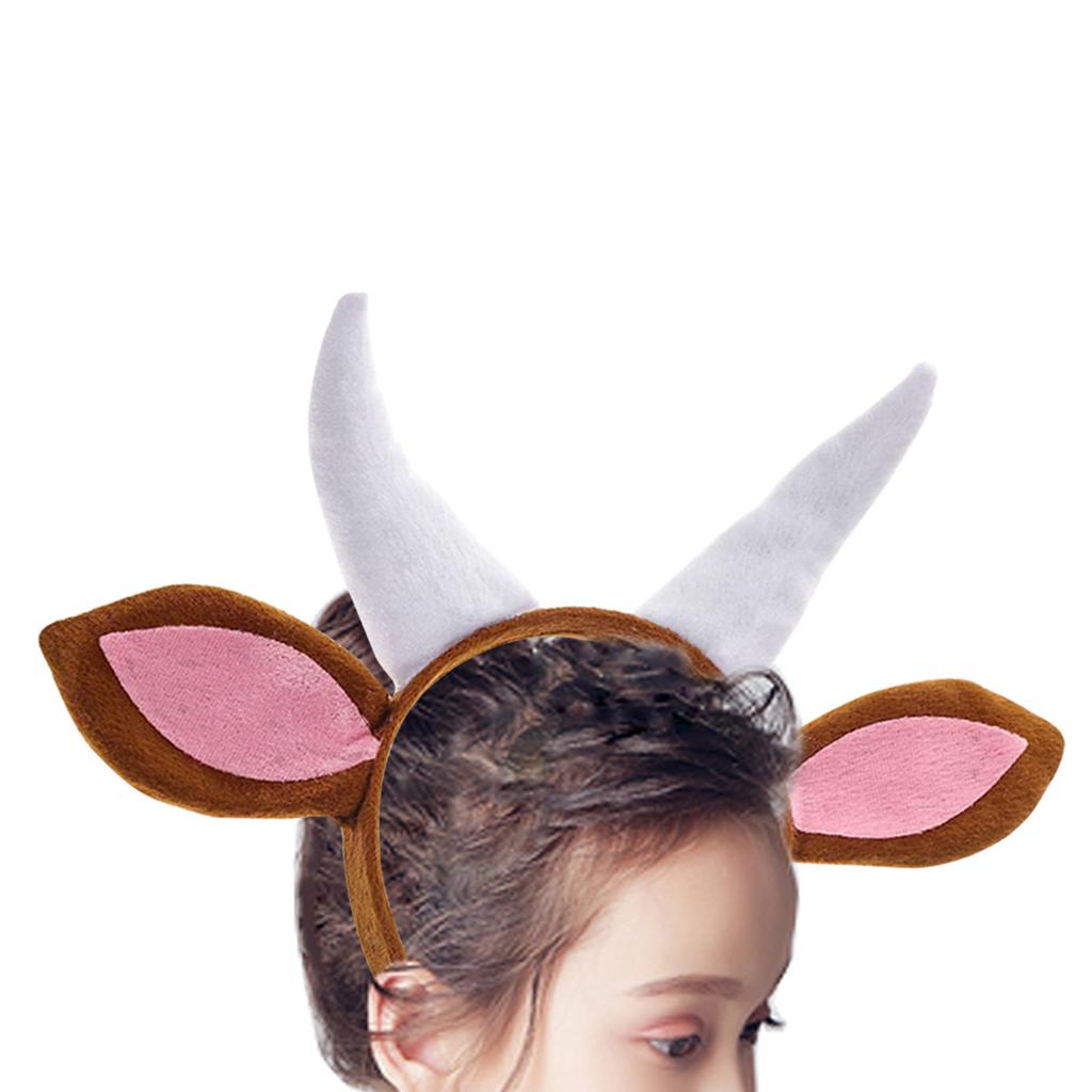 Soft Goat Lamb Headband Horn Animal Ears Hair Hoop for Kids Shows Fluffy Animal Hairbands Cartoon Costume