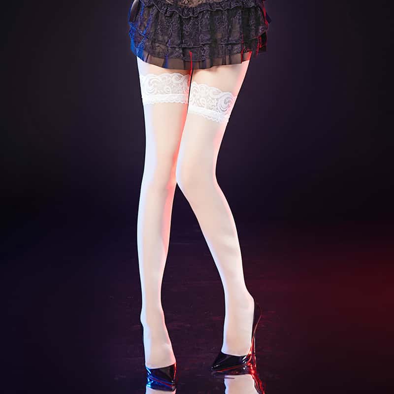 Модные чулки большого размера, ультратонкие, облегающие, с высоким кружевом, сексуальные, для девочек-лолит, выше колена, сетчатые, длинные носки для женщин, черные, белые, XXXL