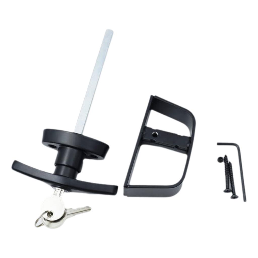 Сверхпрочный черный набор дверной ручки-замка для сарая с удлиненным стержнем и ключом, простой для сараев и игровых домиков