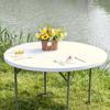 Diameter 48/60in Stain-Resistant Tablecloth Elastic Picnic Table Cloth Round Table Cover  Camping