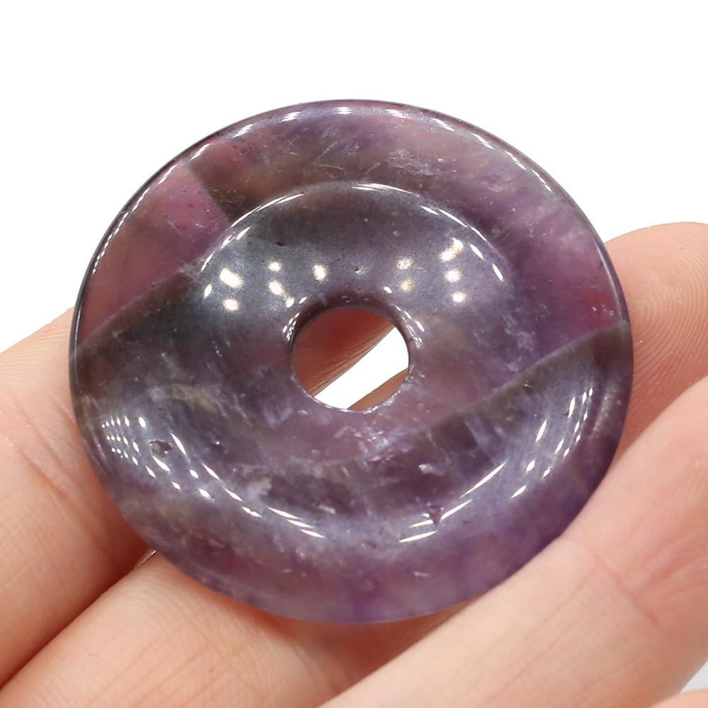 1Pc Natural Stone Big Hole Beads, Reiki Healing Crystal Quartz Loose Beads for Jewelry Making DIY Necklace Keychain Decorative Accessories 40×40mm