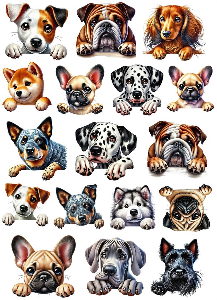 17Pcs DIY Cute Cute peeking puppy Stationery Stickers Hand-Drawn Paris Daily Life, Planner, Journal Decoration Cute Stationery