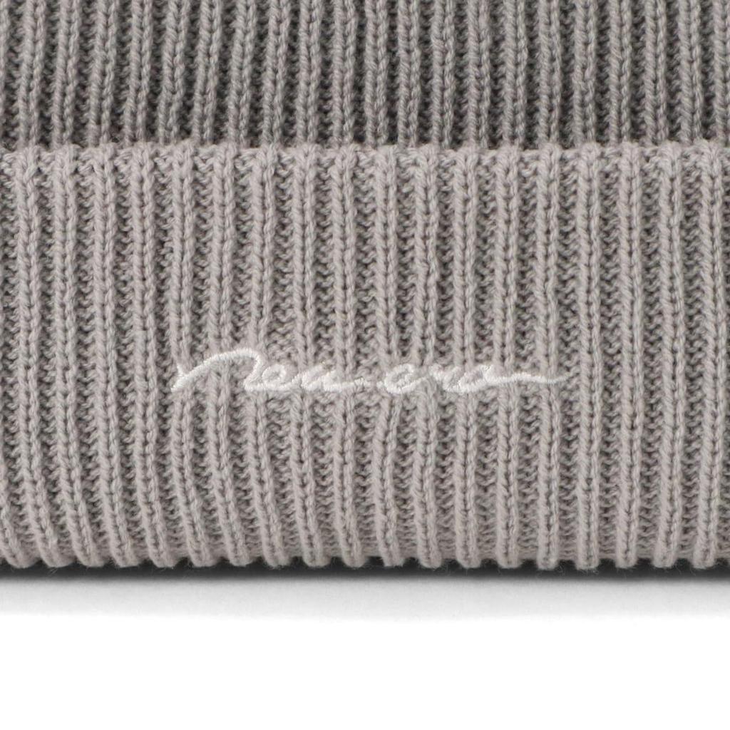 New Era Вязаная шапка с манжетой-резинкой HANDWRITTEN Rib Cuff Knit, эксклюзивно для Free, с рукописным логотипом, серая, ONSPOTZ,
