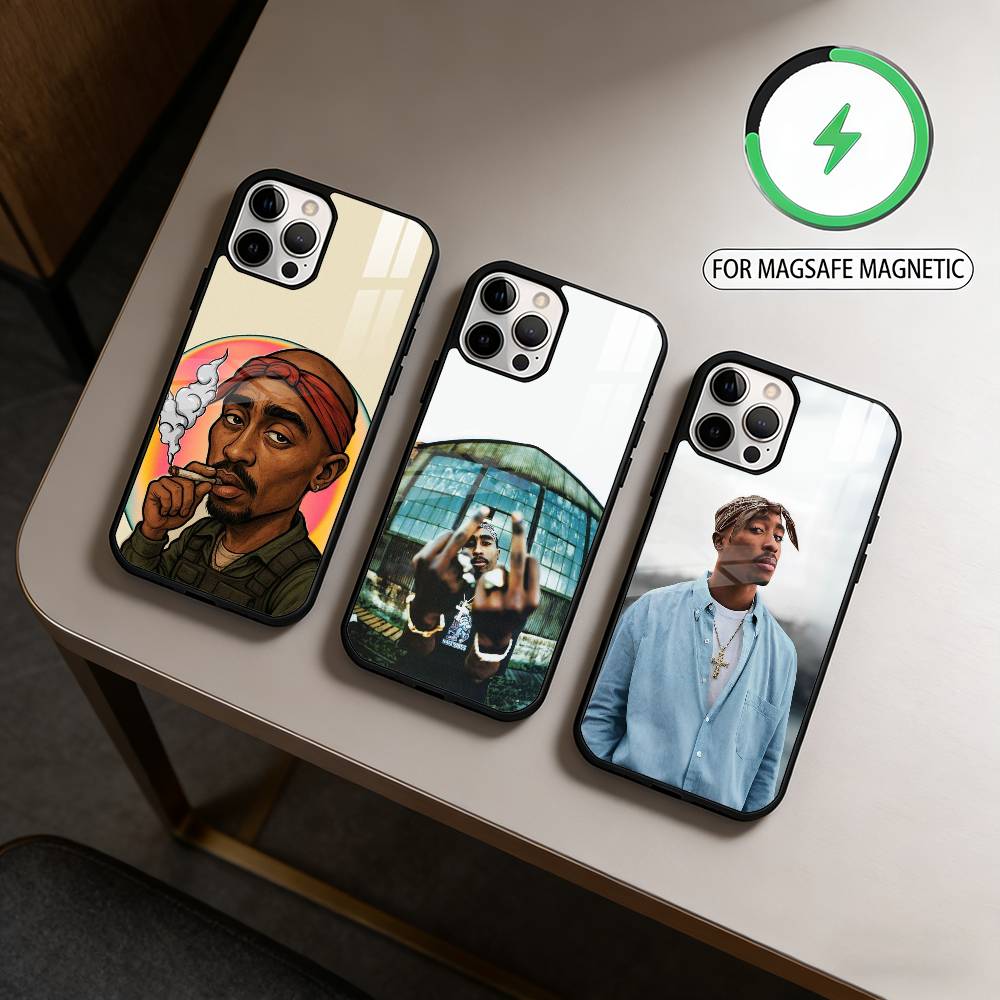 Rapper 2Pac Singer Phone Case For iPhone17,16,15,14,13,12,11 Plus,Pro Max Magnetic For Magsafe Wireless Charging