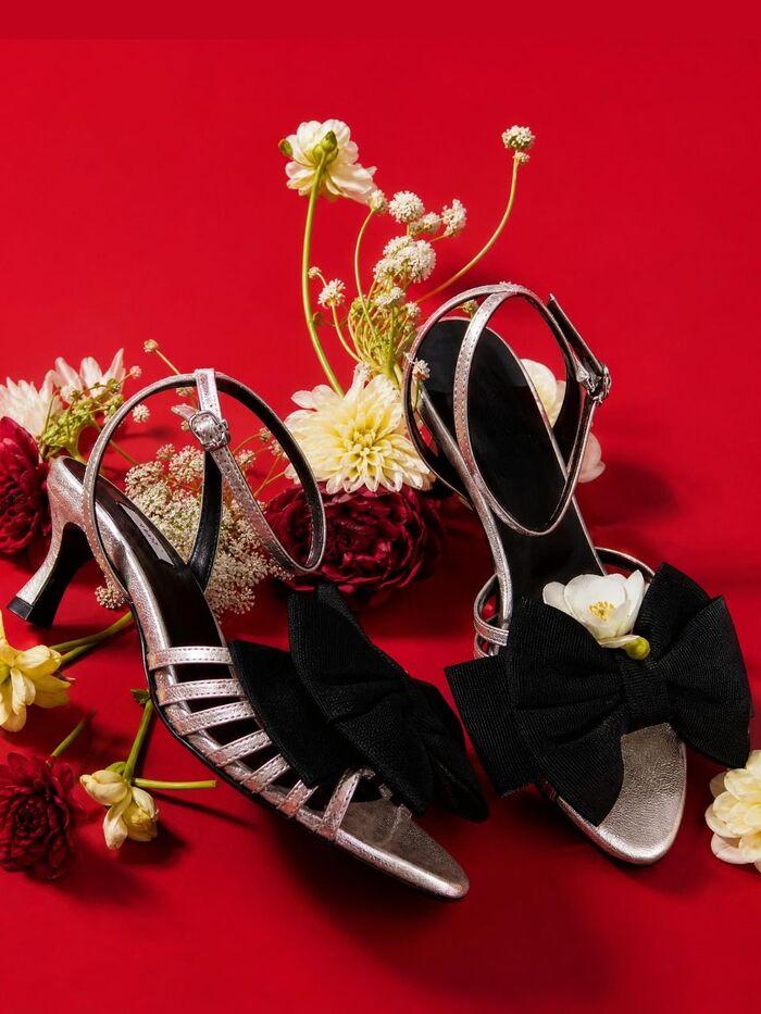 In The Balcony Cavo Strap Big Ribbon Detail Sandal Heels