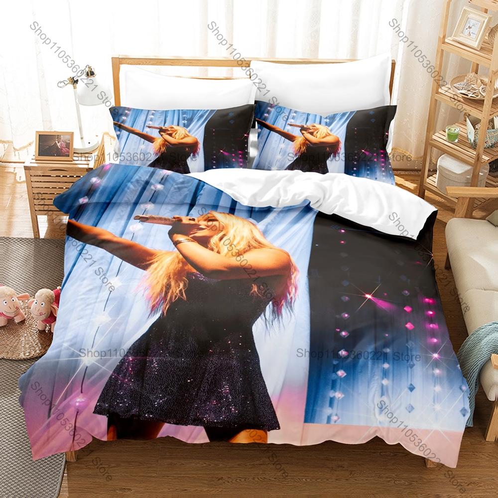 Freya Skye Duvet Cover + 2 Pillowcases, British Singer Actress Print Bedding Set Soft Fabric Bedroom Decor Gift for Freya's Fam