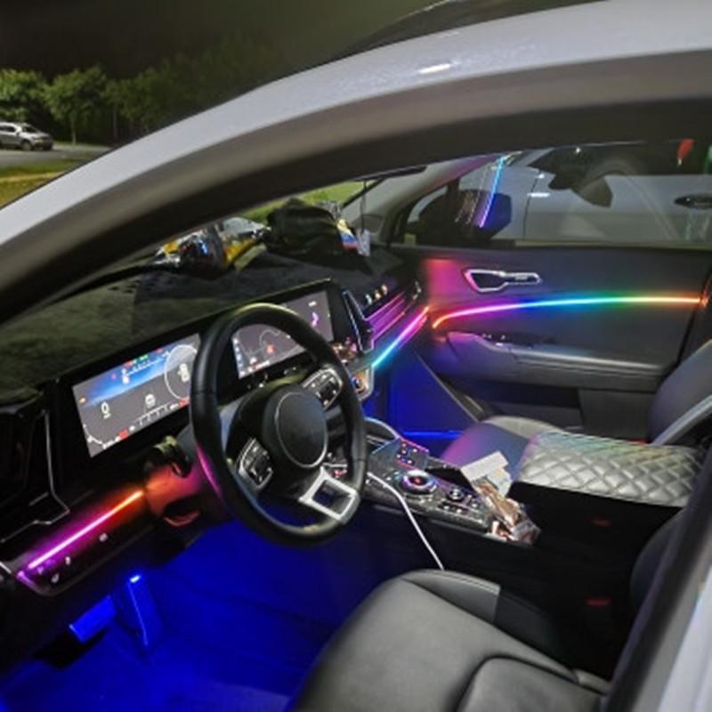 Универсальный светодиодный светильник Symphony Car Ambient Light 64 RGB Color Car Interior Acrylic Light Guide Decoration Atmosphere Light 18/10/6 в 1