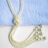 Artificial Pearl Beaded Double Layer Knotted Necklace Long Section Sweater Chain
