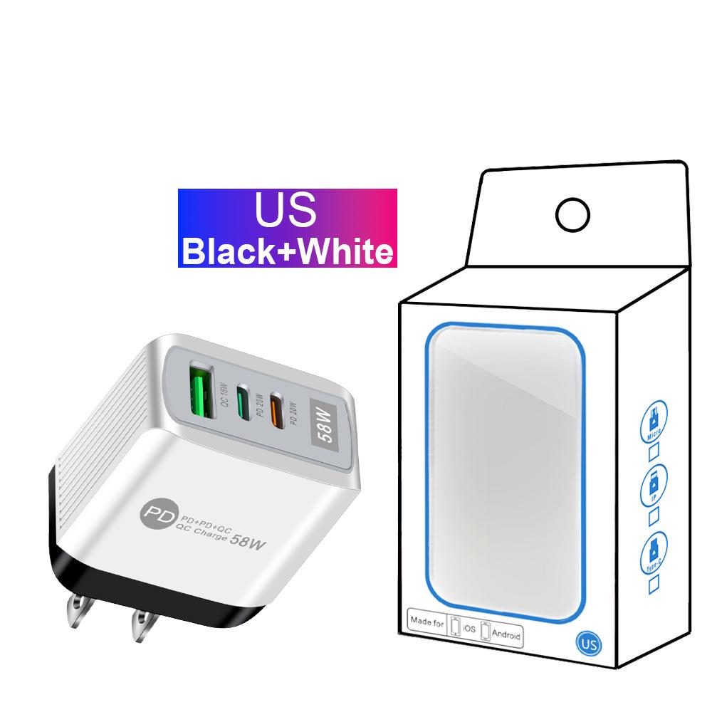 58W Dual Fast Charger with 2PD + QC3.0 for EU, US, UK, AU Plugs