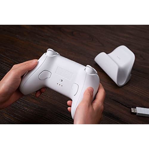 8bitdo Ultimate Bluetooth-контроллер с зарядной док-станцией, беспроводной профессиональный контроллер для Switch, Windows и Steam Deck (белый)