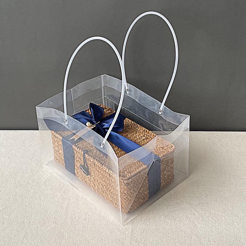 Прямоугольная подарочная корзина с крышкой, плетеная из бамбука и водорослей