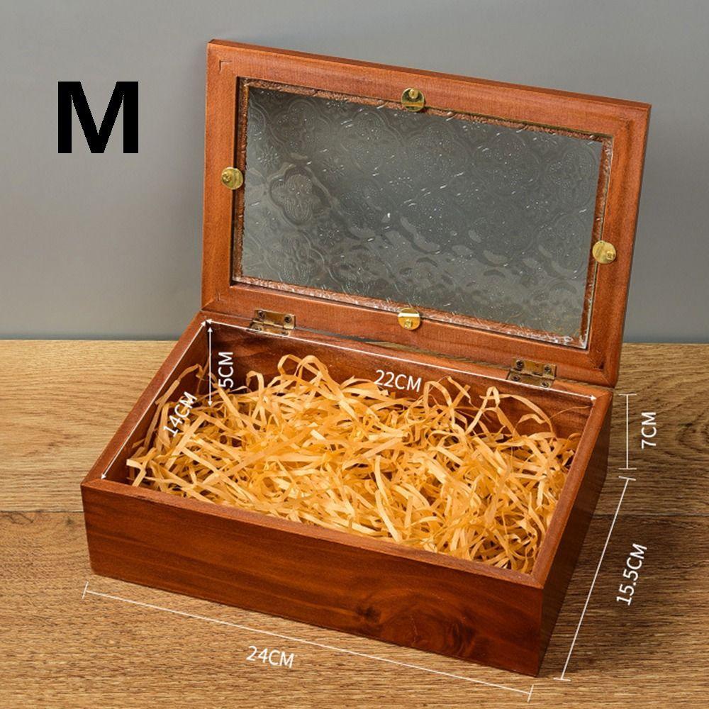 Crabapple Flower Solid Wood  Storage Cabinet Vintage Photo Storage Box  Table Organizer