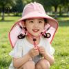 Kids Foldable Camping Hat Summer Sun for Boys Girls, Breathable Mesh Wide Brim Cap with Neck Accessories Flap, Adjustable Strap & Whistle, UV