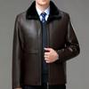 Кожаная куртка мужская бархатная утолщенная меховая куртка-комбинезон средняя свободная куртка в стиле старого папы из овчины