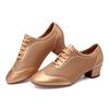3.5cm Heel Women Soft Sole Latin Practice Dance Shoes Brown Mesh Breathable Teacher Dance Shoes Outdoor