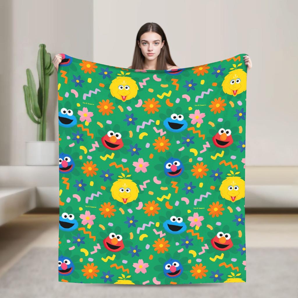 Christmas Present Pattern Blanket S-Sesames Streets Warm Soft Plush Throw Blanket For Couch Sofa Bed Flannel Bedspread Bed Cover