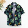 Casual Lapel Short Sleeve Buttons Closure Men Shirt Summer Floral Leaves Printed Thin Hawaiian Beach Shirt Streetwear