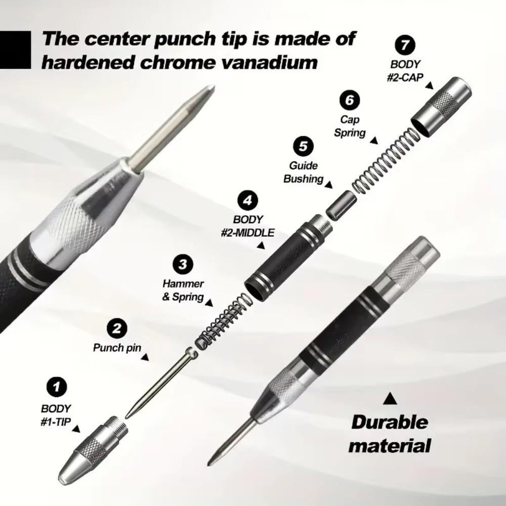 High-carbon Steel Automatic Center Punch Spring Type Hole Marker Punch  Carpentry Tool
