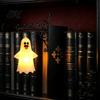 Portable Battery Powered Lamp Halloween Bookshelf Light, Vintage Metal Decorative Shelf Lamp, Miniature Chandelier for Bookcase Warm LED Nightlight
