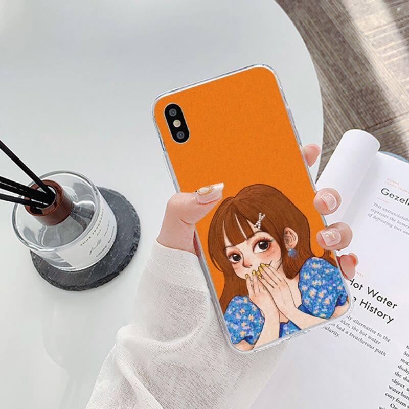 Sweet Girl Hand Drawns Phone Case For IPhone 14 13 12 11 XS X 8 7 6 Plus Mini Pro Max SE 2022 Soft Transparent Phone Cover