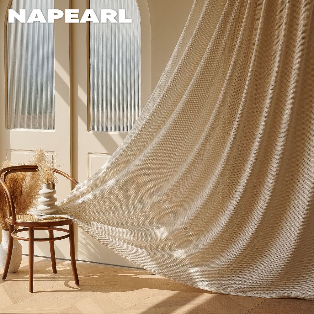 1 шт. NAPEARL модная и минималистичная однотонная текстурированная мягкая прозрачная занавеска тюль для гостиной, спальни, оконная прозрачная занавеска для домашнего декора