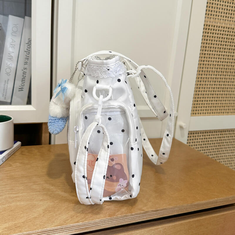 Кружевная прозрачная сумка в горошек, на плечо, для учеников средней школы