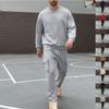 Мужской повседневный спортивный костюм Осень/Зима на флисовой подкладке Тяжелый Оверсайз Свитшот с длинными рукавами и круглым вырезом и Брюки