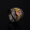 European and American Style Black Retro Red Sun Ring Gold Electroplated Ring Trendy Versatile Accessories
