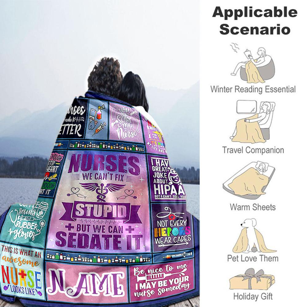 Gifts Nurses Customize Text Blanket Cozy Personalized Blanket Warmthful Decor Perfect for Couch Home Decor Nap Bedding for All Occasions