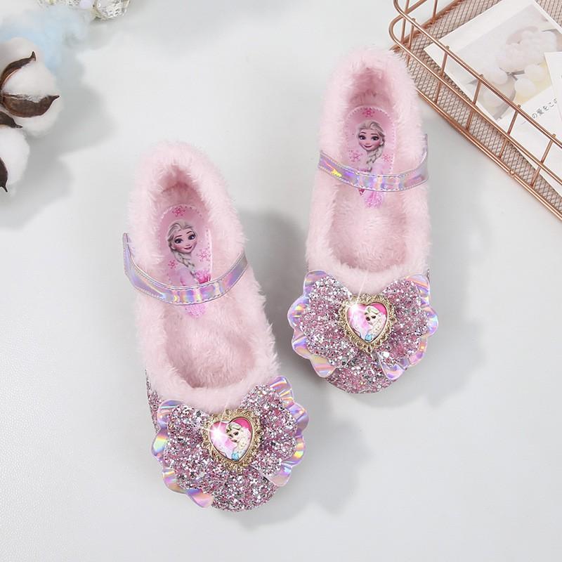 Girls Princess Winter Shoes Pink Elsa Crystal Heels Kids Toddler Dress