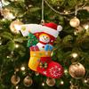 Christmas Socks Santa Claus Red Hanging Ornament Acrylic Decorative Keychain Pendant Xmas Stockings Wall Decoration