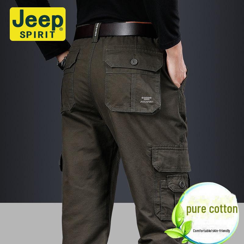 Мужские свободные прямые брюки с несколькими карманами для активного отдыха на открытом воздухе с толстым бархатом