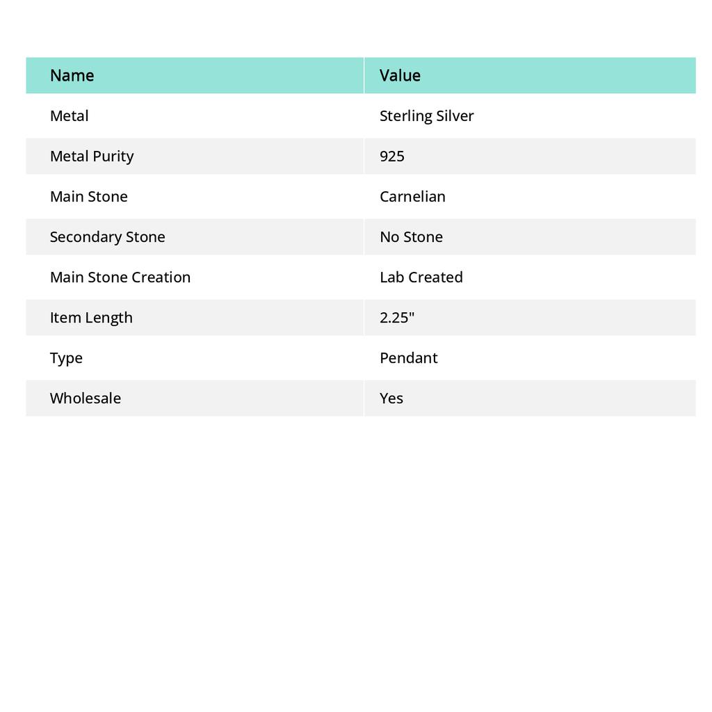 Подвеска из стерлингового серебра 925 пробы с натуральным камнем сердоликом 2,25 дюйма P2D36