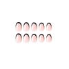 24pcs Manicure Fake Nials Press on Nails Black Edge Short Almond French False Nails