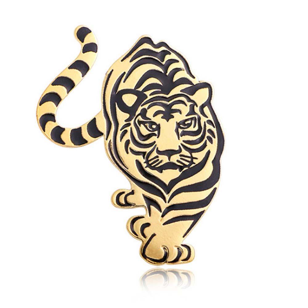 Metal Sweater Pin Chinese Style Enamel Animal Brooches Pins Tiger Pendant Men Brooch Tiger Brooch