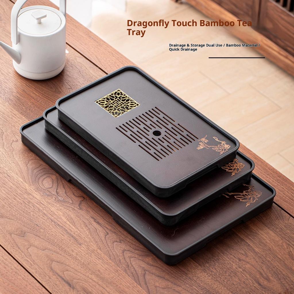 Чайный поднос Gianxi 2025 Новый дом Маленький с хранением воды Чайный столик Чайный поднос Бамбуковый Чайное море Легкая роскошь Столик для сухого заваривания Чайный поднос