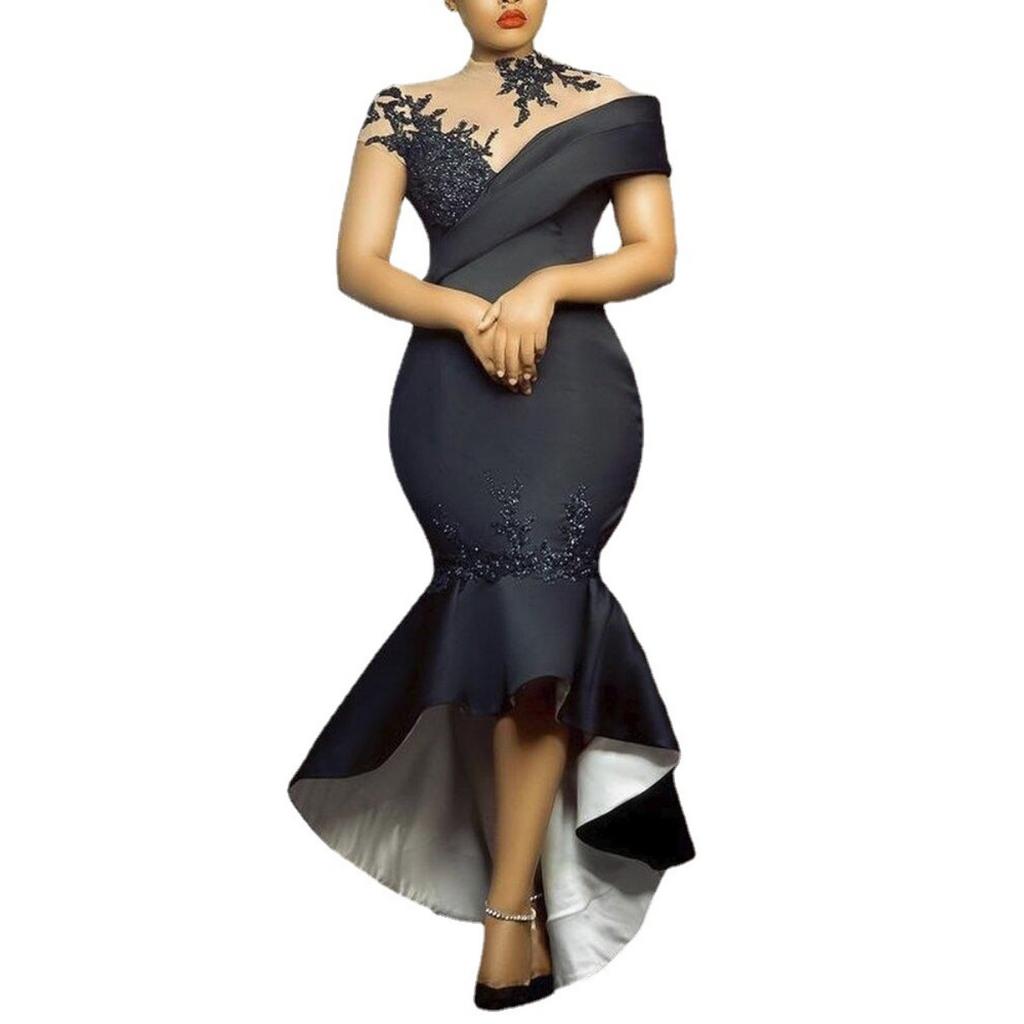 New Women's Long Dress European American Fashion Sexy Bodycon Mermaid Formal Evening Gown Black Party Maxi Dress