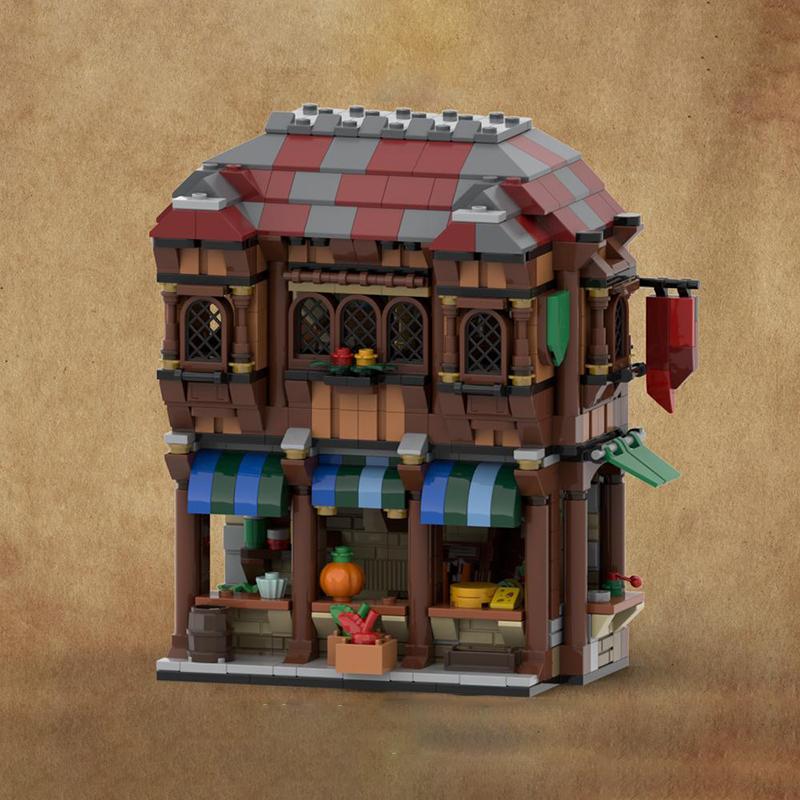 MOC-177014 Средневековая Уличная Сцена Серия Домов Пазл DIY Креативная Игрушка Модель Украшения Праздничный Подарок