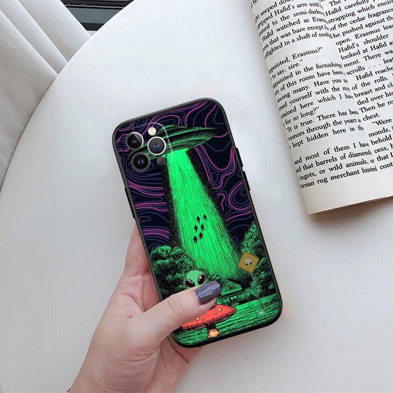 Чехол для телефона iPhone SE XS XR 17 16E 12 11 Pro Max Mini Air с изображением космонавта, инопланетянина, НЛО, новый, высококачественный