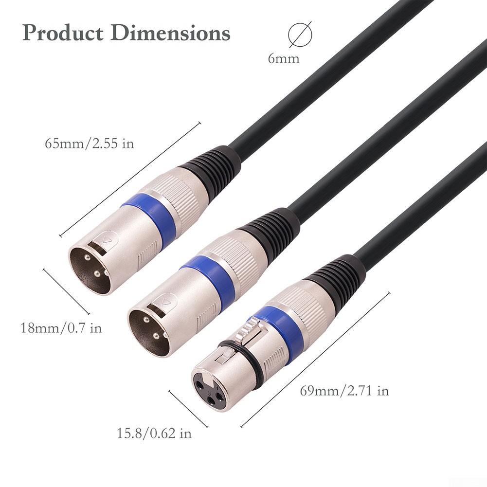 Разветвительный кабель XLR 20*15 см, 3-контактный, сбалансированный, черный, синий
