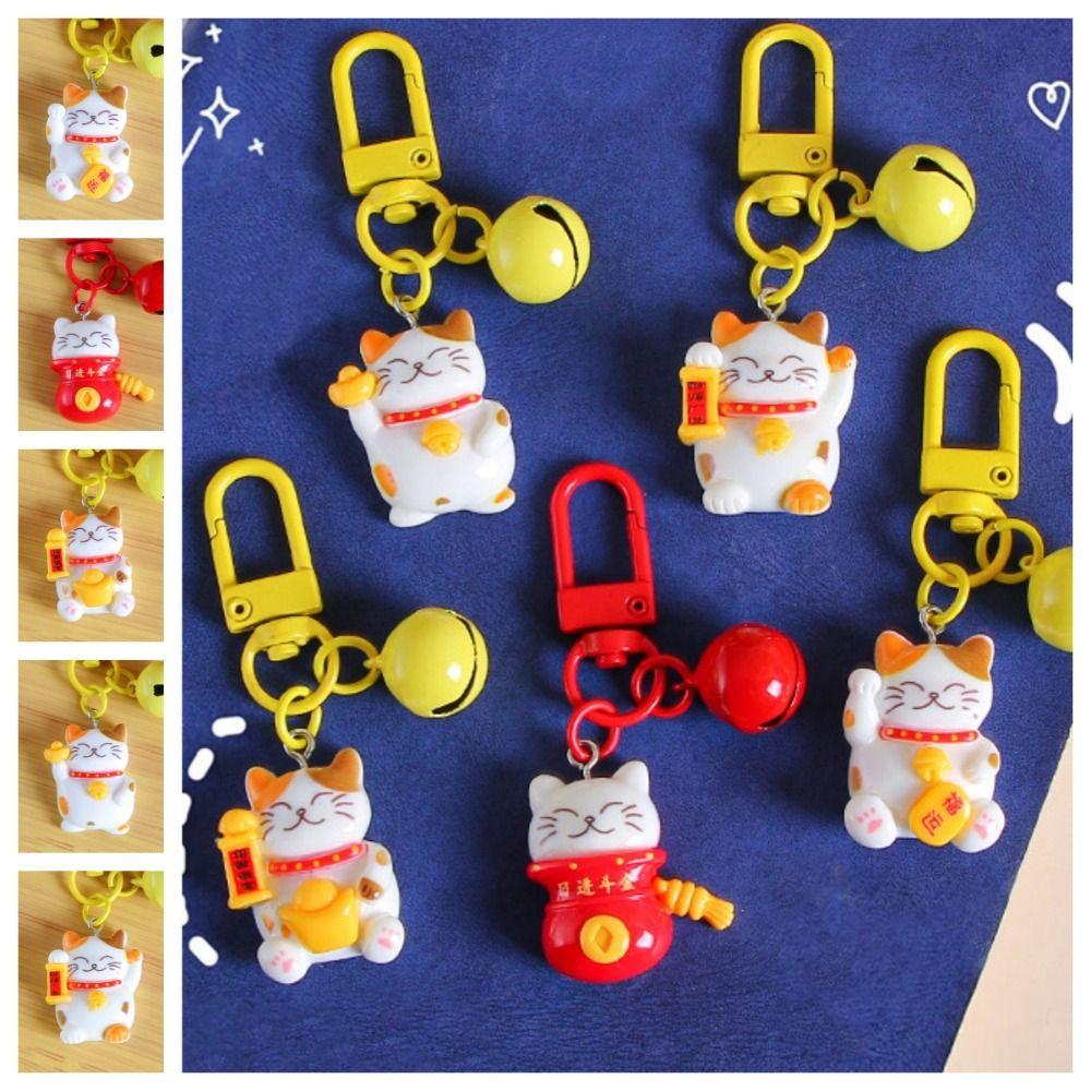 Брелок Kawaii Maneki-neko из смолы с подвеской Fortune Cat, модный брелок Plutus Cat Car