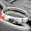 sterling silver bracelet for women, push-pull style, mother's design, adjustable