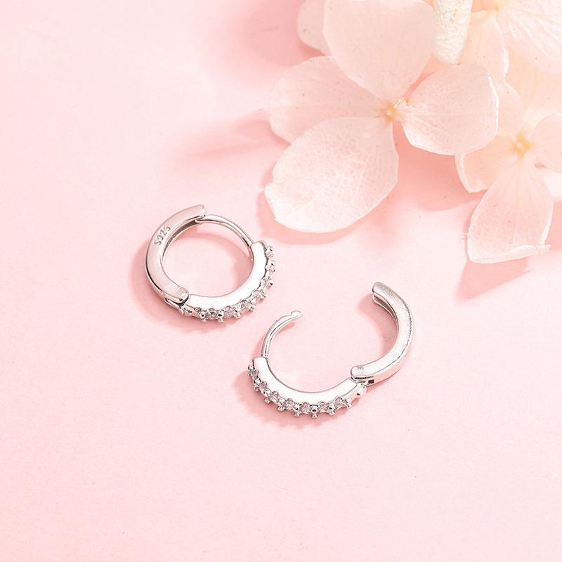 Серьги-кольца с бриллиантами из серебра S925 для женщин, элегантные, модные, каффы, ювелирные изделия