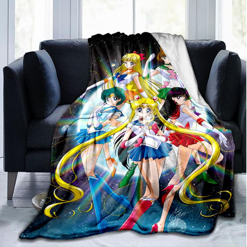 Moonlight Sailor Print Flannel Blanket, Soft Warm Lightweight Throw Blanket for living Room,Sofa Bed Camping office