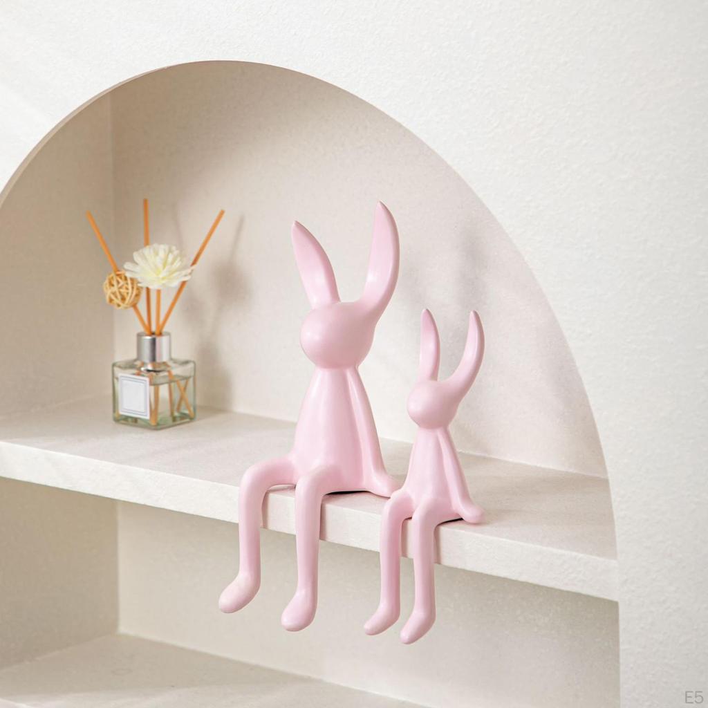 2 Pieces Ceramic Sitting Decor Statues Abstract Animal Sculpture Collectible Shelf Ornament for