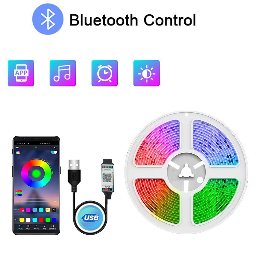 Комплект светодиодных лент RGB: 5 В USB, 5050, 24-кнопочный пульт дистанционного управления и управление по Bluetooth, подсветка телевизора