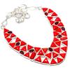 Coral, Garnet Gemstone Handmade 925 Silver Necklace 18" JCN326-118